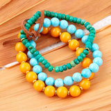 Apricot Blue Teals Triple Golden Bracelet Set - Barse Jewelry - Flyclothing LLC