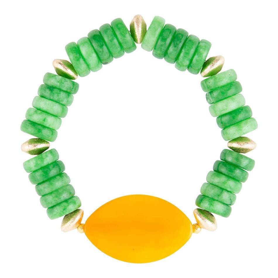 Apricot Green Agate Chunky Golden Bracelet - Barse Jewelry - Flyclothing LLC