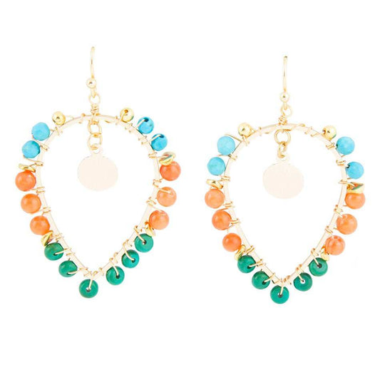 Apricot Teals Multicolor Golden Statement Earrings - Barse Jewelry - Flyclothing LLC
