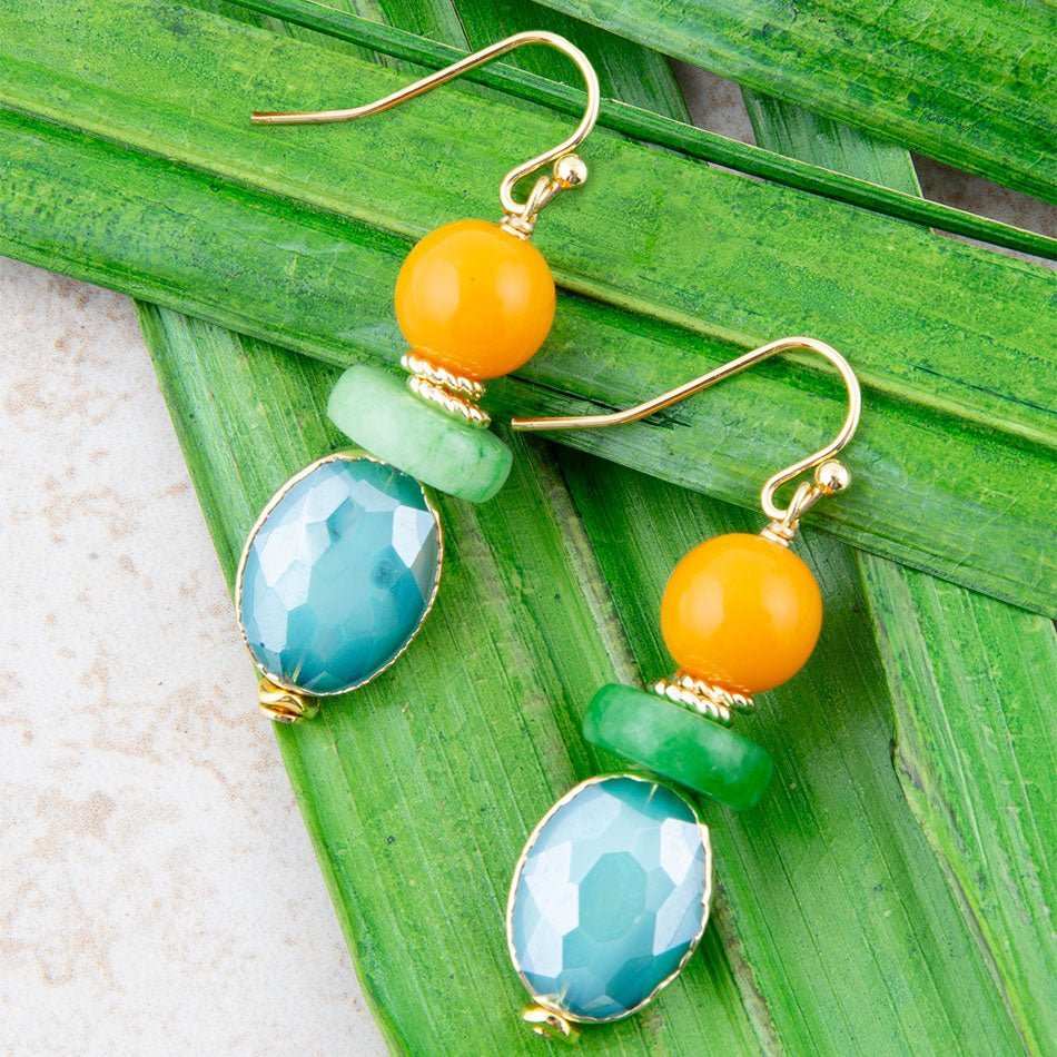 Apricot Colorful Golden Drop Earrings - Barse Jewelry - Flyclothing LLC