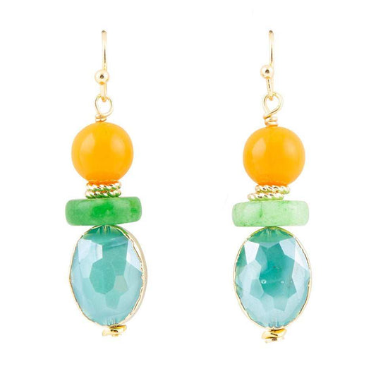 Apricot Colorful Golden Drop Earrings - Barse Jewelry - Flyclothing LLC