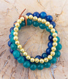 Argo Blue Jade Golden Stretch Bracelet Set - Barse Jewelry - Flyclothing LLC