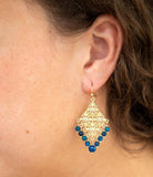 Argo Blue Jade Golden Drop Chandelier Earrings - Barse Jewelry - Flyclothing LLC