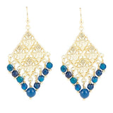 Argo Blue Jade Golden Drop Chandelier Earrings - Barse Jewelry - Flyclothing LLC
