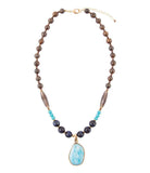 Argo Blue Apatite and Brown Tiger's Eye Golden Pendant Necklace - Barse Jewelry - Flyclothing LLC