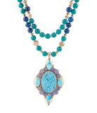 Argo Blue Apatite and Golden Bronze Pendant Necklace - Barse Jewelry - Flyclothing LLC