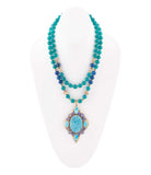 Argo Blue Apatite and Golden Bronze Pendant Necklace - Barse Jewelry - Flyclothing LLC