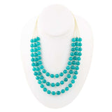 Argo Blue Teal Jade Triple Strand Golden Necklace - Barse Jewelry - Flyclothing LLC