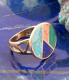 Art Deco Colorful Inlay Golden Ring - Barse Jewelry - Flyclothing LLC