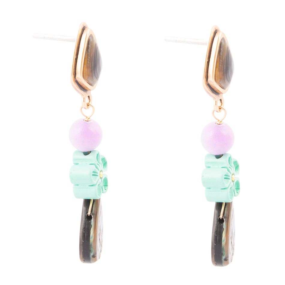 Aruba Blue Abalone Post Golden Drop Earrings - Barse Jewelry - Flyclothing LLC
