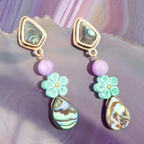 Aruba Blue Abalone Post Golden Drop Earrings - Barse Jewelry - Flyclothing LLC