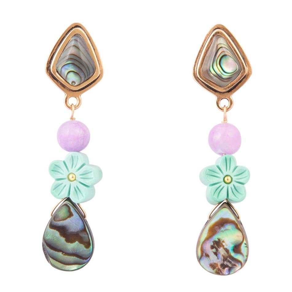 Aruba Blue Abalone Post Golden Drop Earrings - Barse Jewelry - Flyclothing LLC