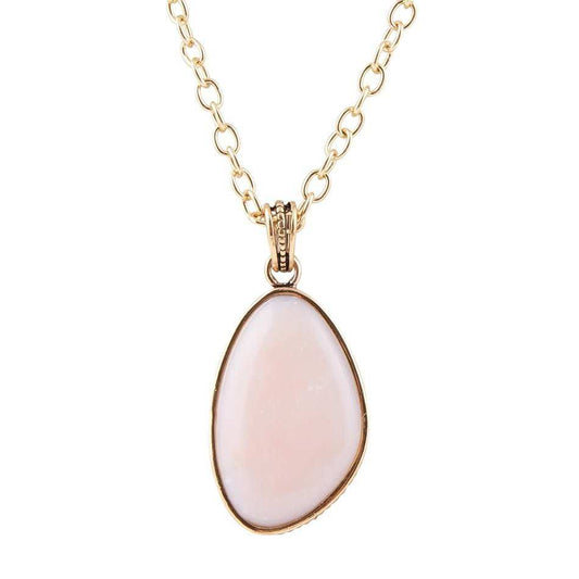 Aruba Pink Opal Golden Pendant Necklace - Barse Jewelry - Flyclothing LLC