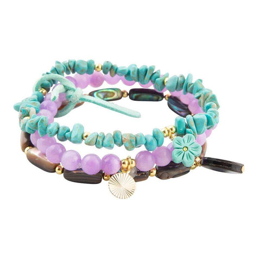 Aruba Blue and Purple Stretch Bracelet Set - Barse Jewelry - Flyclothing LLC