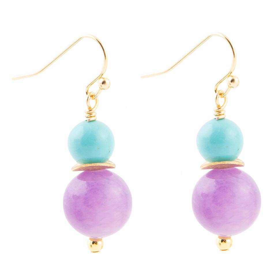 Aruba Purple Jade Golden Drop Earrings - Barse Jewelry - Flyclothing LLC