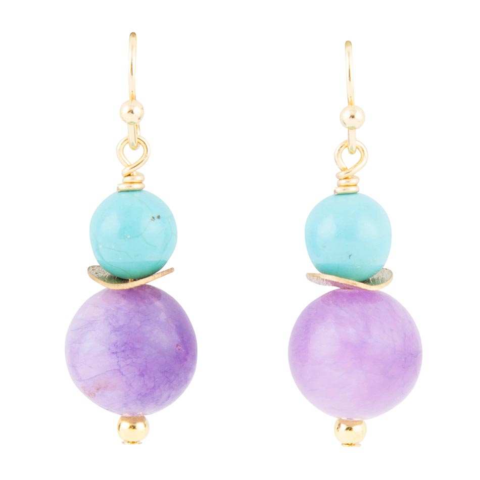 Aruba Purple Jade Golden Drop Earrings - Barse Jewelry - Flyclothing LLC