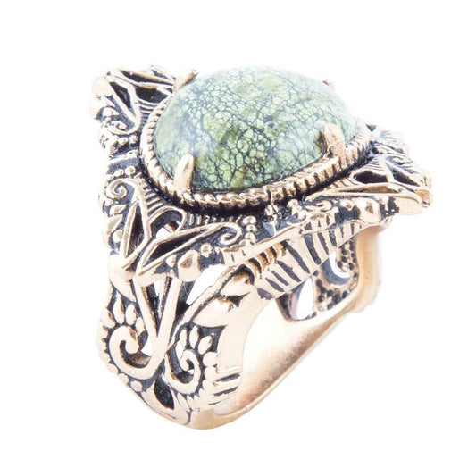 Aspen Green Serpentine Golden Statement Ring - Barse Jewelry - Flyclothing LLC