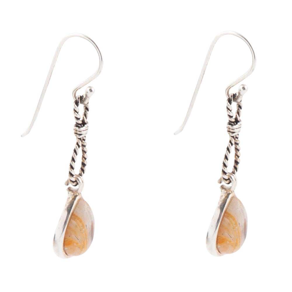 Astro Grey Wood Opal and Sterling Silver Drop Earrings - Barse Jewelry - Flyclothing LLC