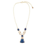 Athena Blue Agate Golden Statement Necklace - Barse Jewelry - Flyclothing LLC
