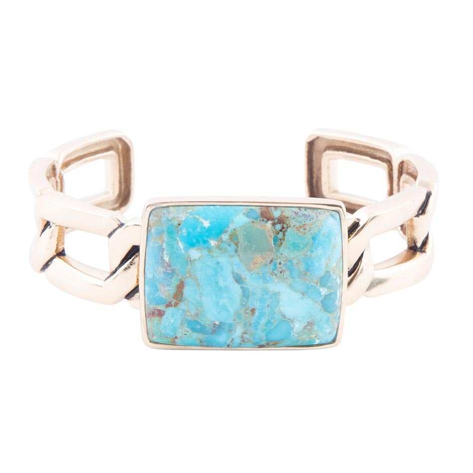 Athena Blue Turquoise Golden Cuff Bracelet - Barse Jewelry - Flyclothing LLC