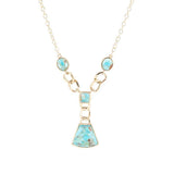 Athena Blue Turquoise Golden Y Neck Necklace - Barse Jewelry - Flyclothing LLC