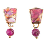 Athena Pink Spiny Oyster Matrix Golden Clip Earrings - Barse Jewelry - Flyclothing LLC