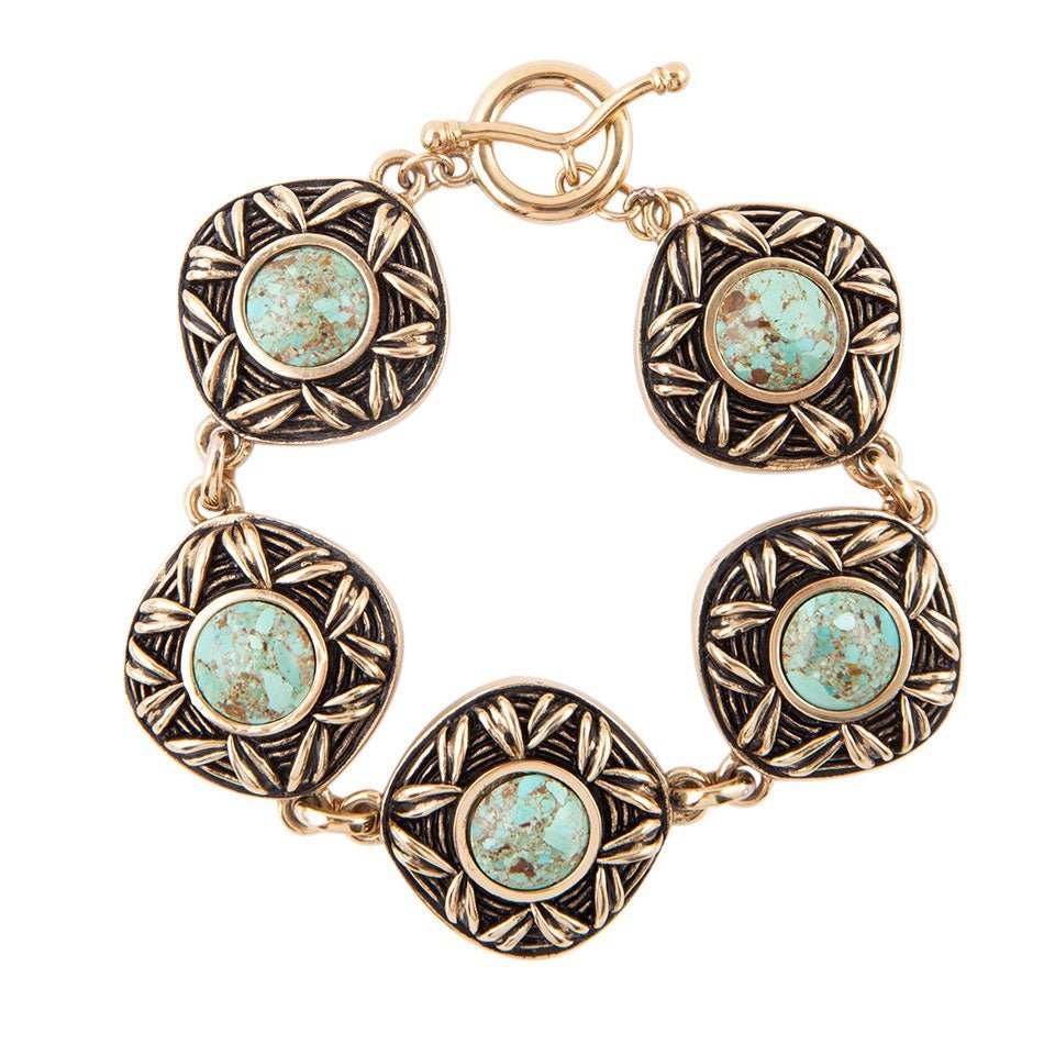 Avalon Blue Turquoise Golden Link Bracelet - Barse Jewelry - Flyclothing LLC