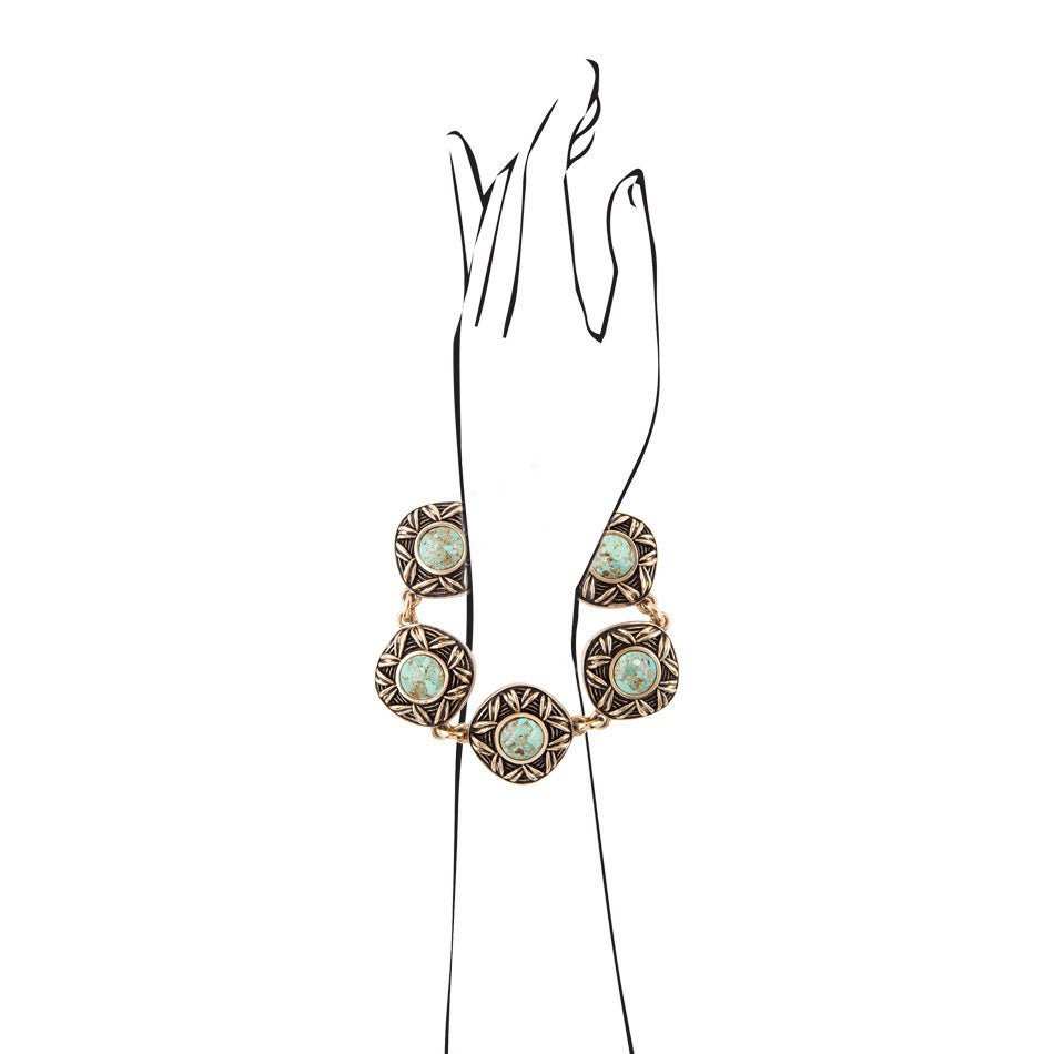 Avalon Blue Turquoise Golden Link Bracelet - Barse Jewelry - Flyclothing LLC