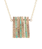 Aztec Blue Turquoise and Golden Bronze Fan Necklace - Barse Jewelry - Flyclothing LLC