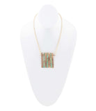 Aztec Blue Turquoise and Golden Bronze Fan Necklace - Barse Jewelry - Flyclothing LLC