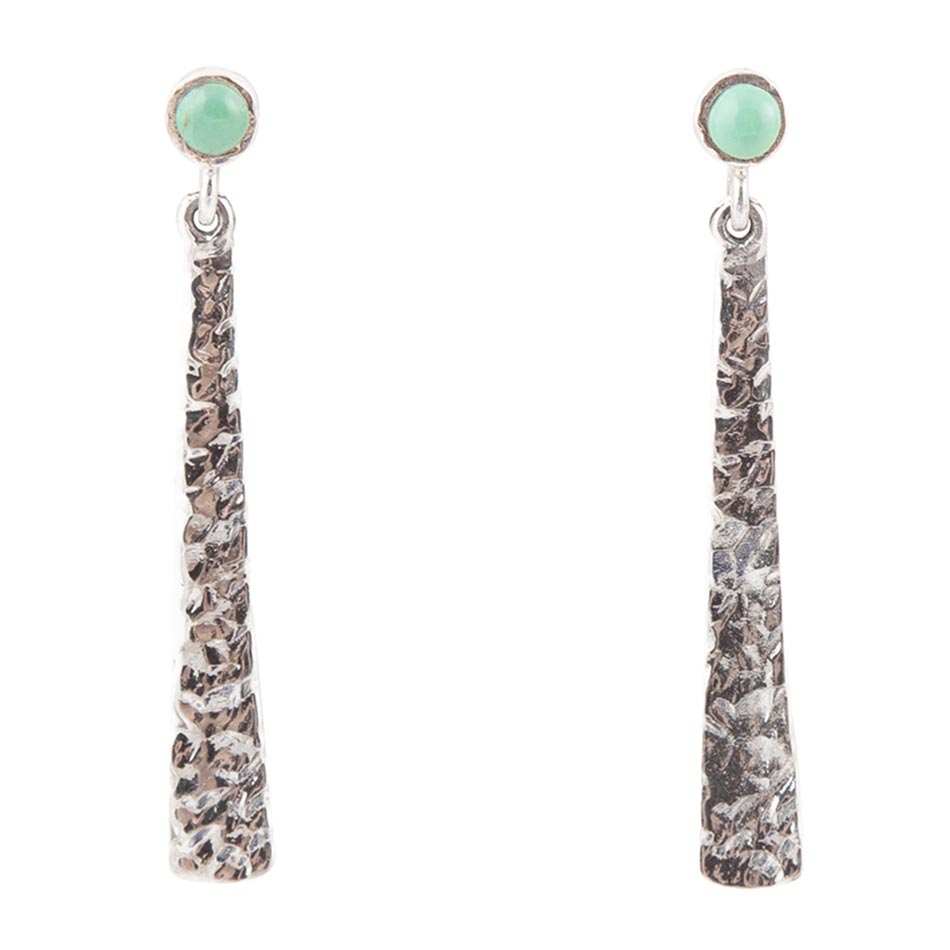 Aztec Blue Turquoise and Sterling Silver Linear Drop Earrings - Barse Jewelry - Flyclothing LLC