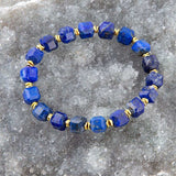 Azul Blue Cubed Lapis Golden Stretch Bracelet - Barse Jewelry - Flyclothing LLC