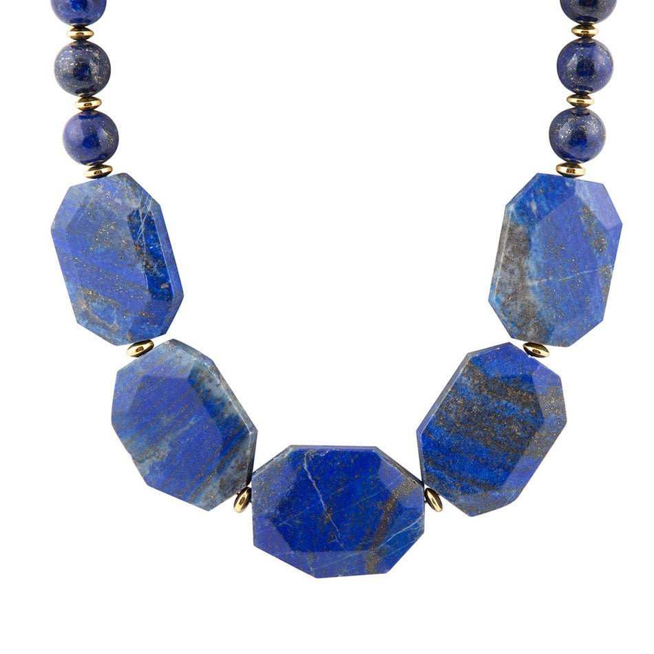 Azul Blue Lapis Golden Statement Necklace - Barse Jewelry - Flyclothing LLC