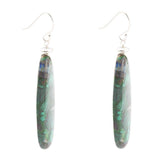 Blue Green Azurite Matrix Statement Sterling Silver Drop Earrings - Barse Jewelry - Flyclothing LLC