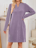 Casual Ribbed Knit Long Sleeve Dress - Trendsi - Flyclothing LLC