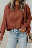 Textured Round Neck Long Sleeve Sweater - Trendsi - Flyclothing LLC