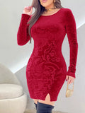 Velvet Floral Bodycon Mini Dress - Trendsi - Flyclothing LLC