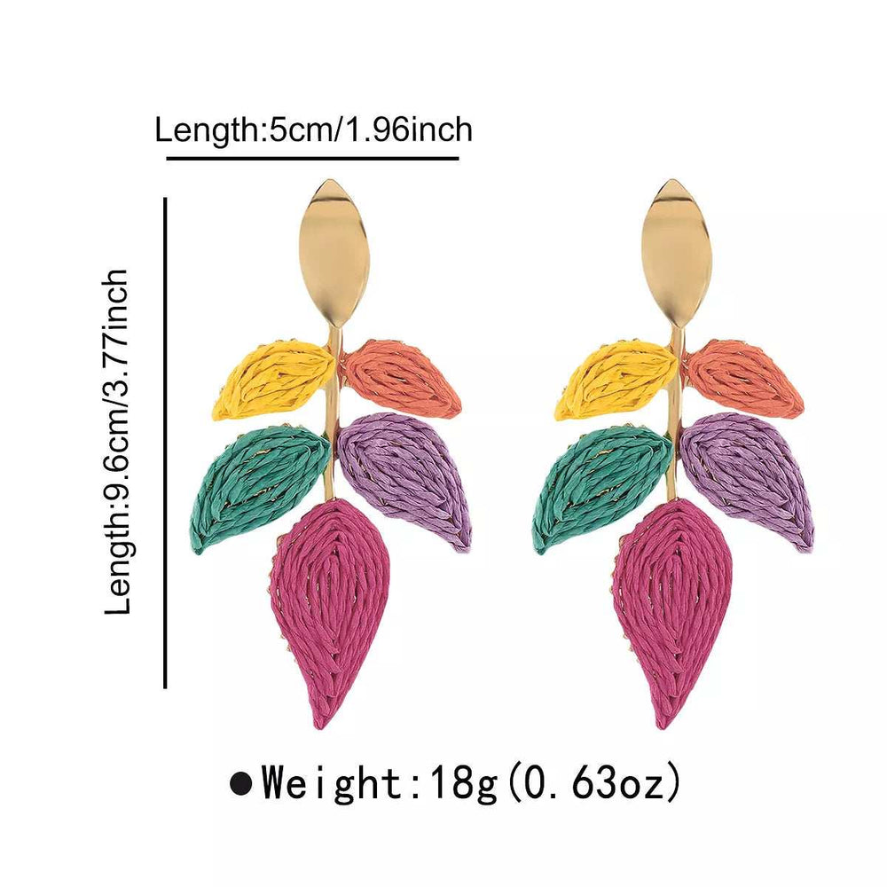 Rattan Woven Leaf Dangle Earrings - Trendsi - Flyclothing LLC