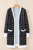 Plaid Open Front Long Sleeve Cover Up - Trendsi - Flyclothing LLC