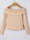 Off Shoulder Long Sleeve Slim Top - Trendsi - Flyclothing LLC