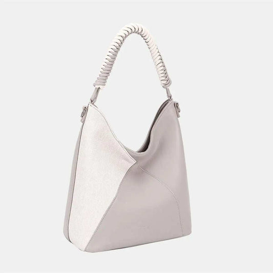 David Jones Woven Handle PU Leather Handbag - Trendsi - Flyclothing LLC