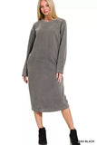 Zenana Soft Fleece Pigment Dye Sweatshirts Dress - Trendsi - Flyclothing LLC