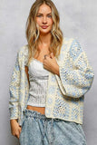 POL Open Front Crochet Cardigan with Granny Square Pattern - Trendsi - Flyclothing LLC
