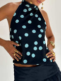 Backless Printed Halter Neck Tank - Trendsi - Flyclothing LLC