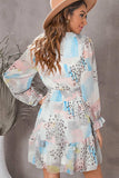 Printed Flounce Sleeve Mini Dress - Trendsi - Flyclothing LLC