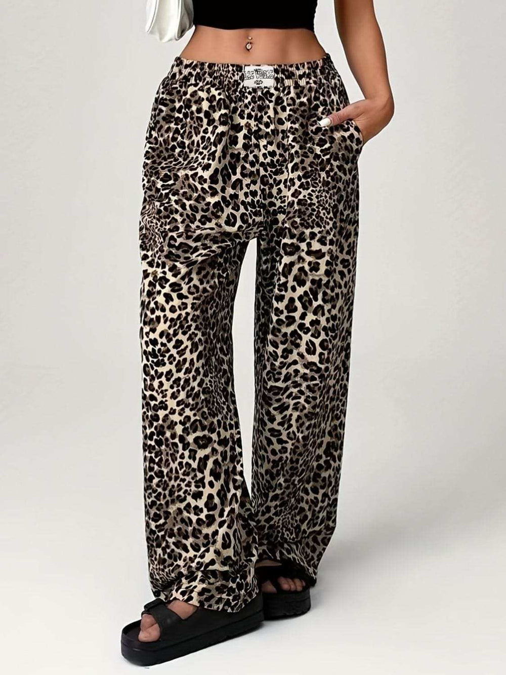 Leopard Wide Leg Pants with Pockets - Trendsi - Flyclothing LLC