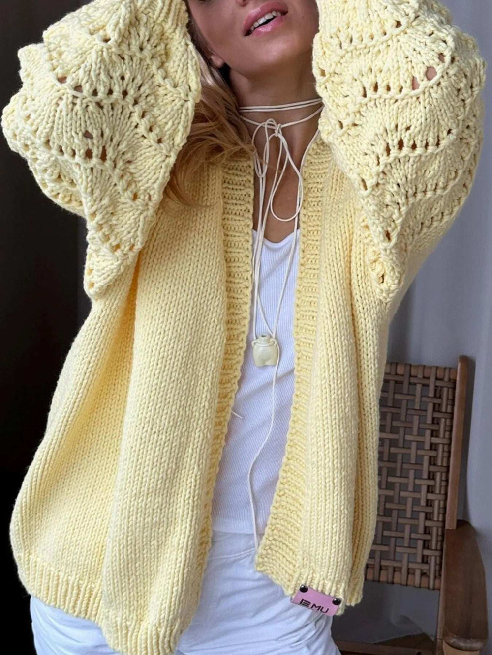 Crochet Open Front Drop Shoulder Cardigan - Trendsi - Flyclothing LLC