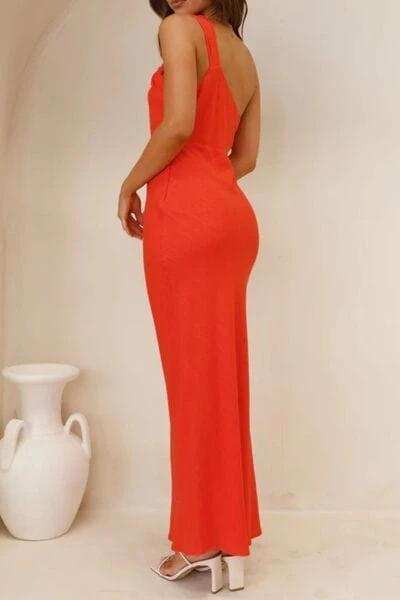 Ruched Single Shoulder Maxi Dress - Trendsi - Flyclothing LLC