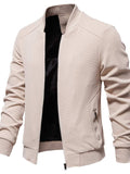 Men's Waffle Knit Baseball Collar Zip Up Jacket - Trendsi - Flyclothing LLC