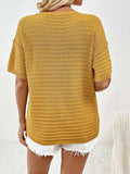 Round Neck Half Sleeve Knit Top - Trendsi - Flyclothing LLC